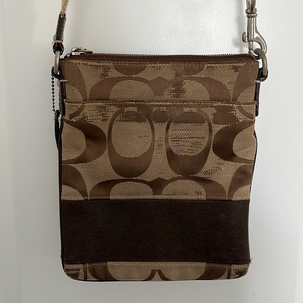 COACH Signature Brown Mini Crossbody Bag